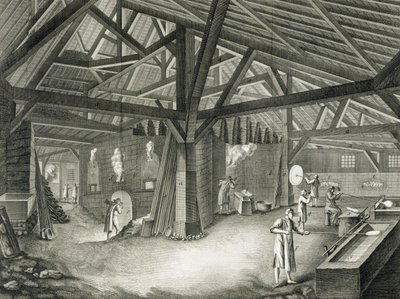 Glassmaking factory, from the 